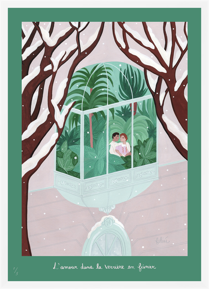 Love in the Glasshouse in February - Art Print
